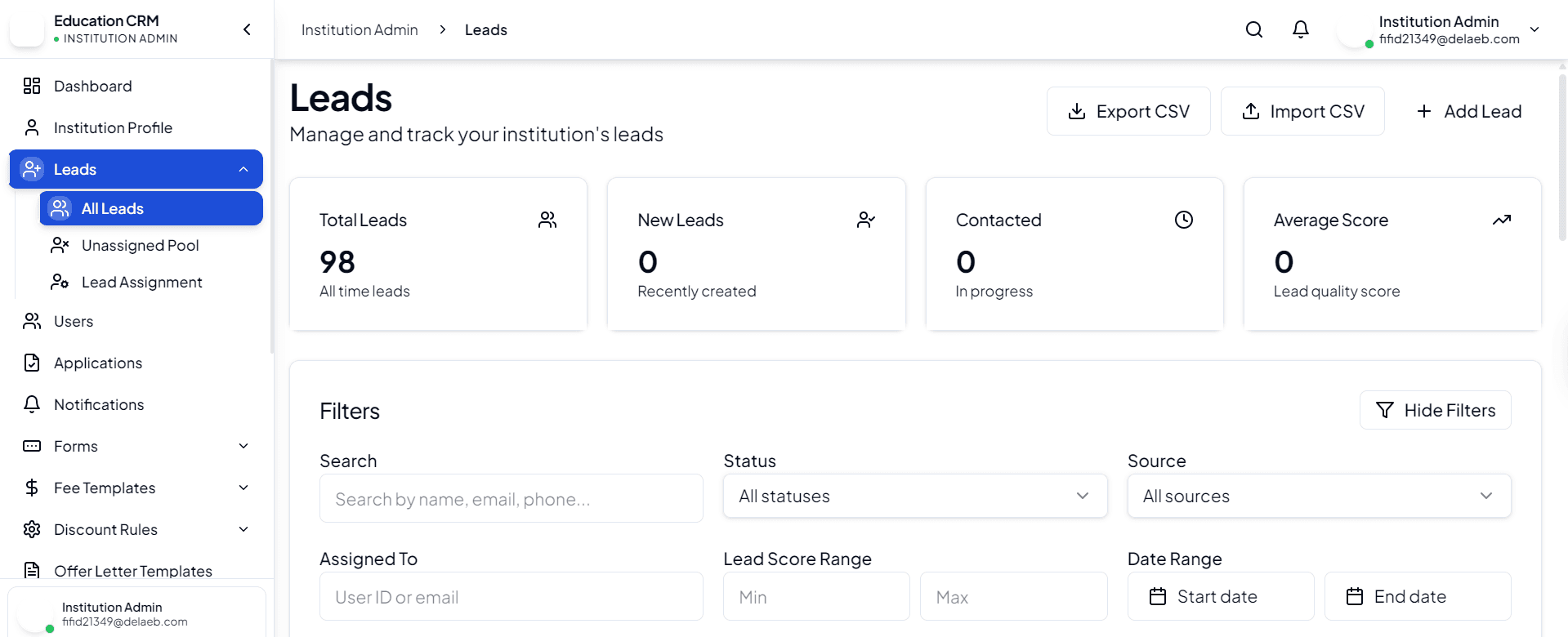 Lead101 Dashboard Preview